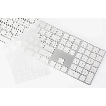 Transparent TPU Protective Film for iMac 2017 Magic Keyboard fitted over keyboard to protect against dust, crumbs and spills