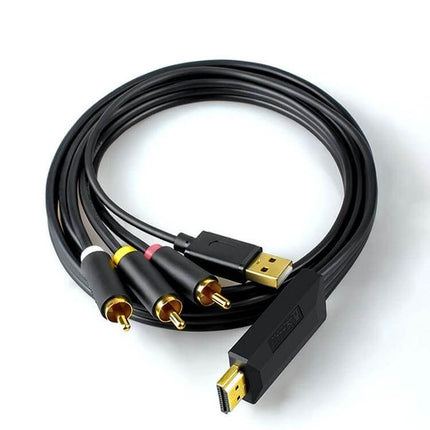 JingHua HDMI to 3RCA Converter Cable for TVs and Projectors - black HDMI to red white yellow RCA cable for connecting laptops or consoles to older TVs/projectors