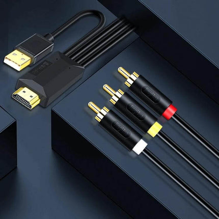 JingHua HDMI to 3RCA Converter Cable for TVs and Projectors - HDMI to red white yellow RCA adapter cable for TVs and projectors