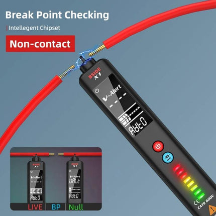 BSIDE X1 Non-Contact Voltage Detector for Electrical Safety Testing showing non-contact live wire detection and clear display for electricians