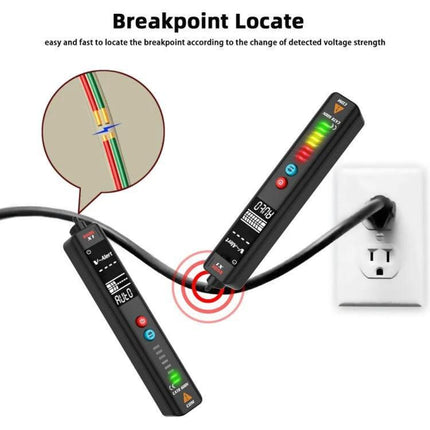 BSIDE X1 Non-Contact Voltage Detector for Electrical Safety Testing detecting live wire at outlet with clear display and breakpoint locate feature