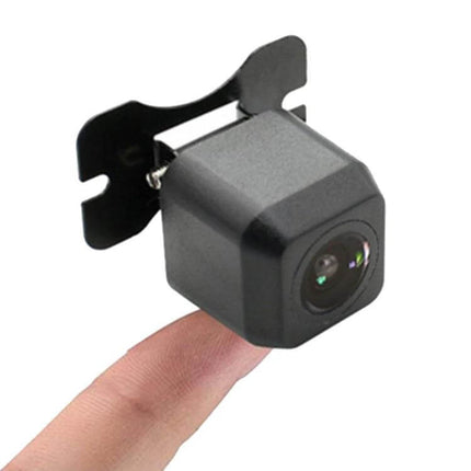 Car Rear View Camera with Night Vision and Wide Angle Lens compact cube camera on fingertip showcasing 170° wide-angle, night vision, IP67 waterproof