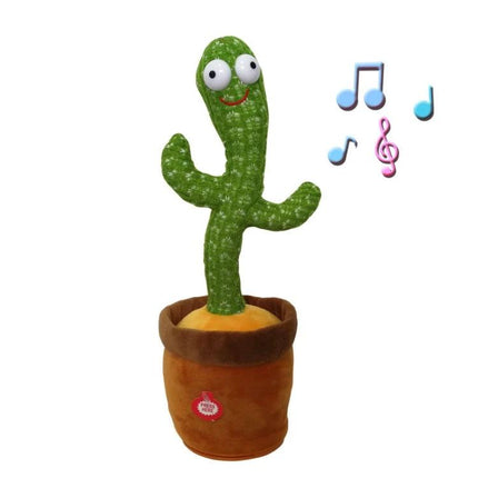 Adorable Plush Dancing Cactus Toy for Children's Daily Playtime — soft interactive plush cactus in pot dancing with musical notes