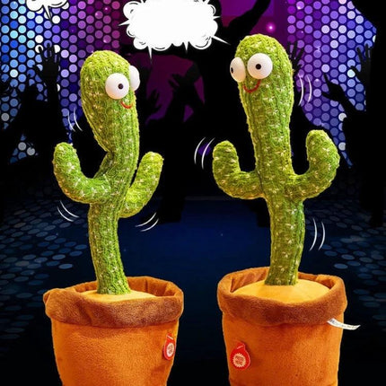 Adorable Plush Dancing Cactus Toy for Children's Daily Playtime - two soft dancing cactus plush toys in pots entertaining kids