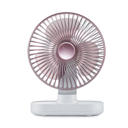 Quiet Automatic Shaking Desktop Fan for Home and Office Use - compact pink-and-white adjustable-angle silent desk fan for home office cooling