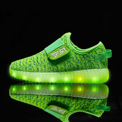 Luminous LED Sports Shoes for Kids - Breathable Flying Woven Design with Shockproof Sole