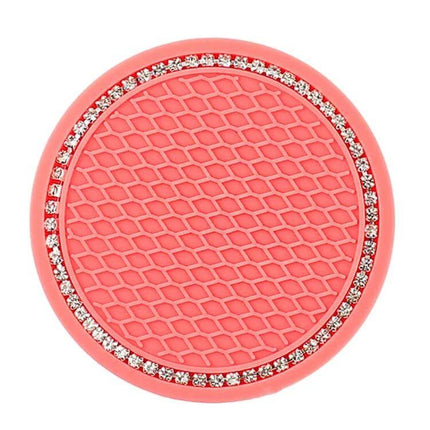 Car Diamond Honeycomb Water Coaster 7 Cm Anti Slip Mat pink PVC honeycomb non-slip cup pad with rhinestone edge for car interior protection