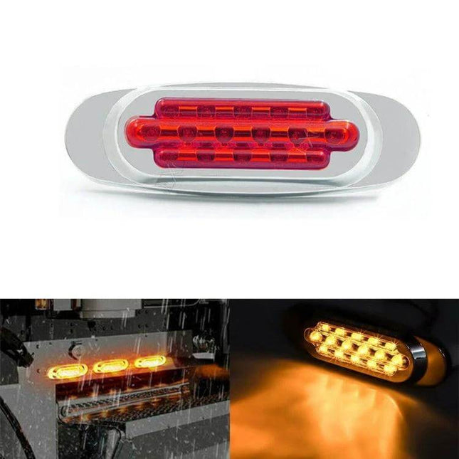 12-24V LED Truck Side Tail Light For Daily Vehicle Use - compact ABS side tail light 16.4x5.5x2.2cm with mounting screws, waterproof red LEDs