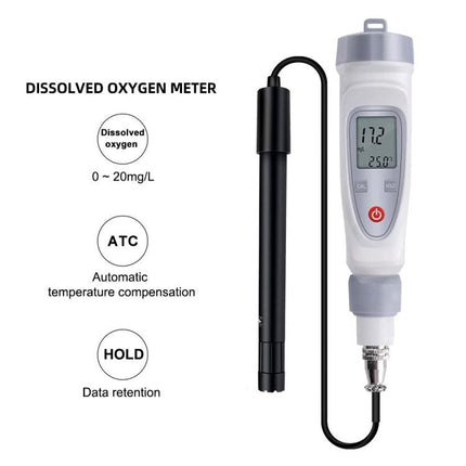 Portable Dissolved Oxygen Meter for Aquaculture Water Testing handheld probe with digital display for pond and tank oxygen monitoring