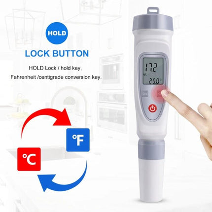 Portable Dissolved Oxygen Meter for Aquaculture Water Testing handheld device showing digital display and hold/temperature conversion button
