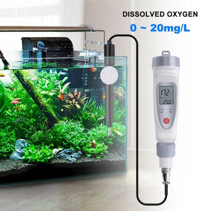 Portable Dissolved Oxygen Meter for Aquaculture Water Testing handheld probe measuring DO in aquarium pond for fish health monitoring