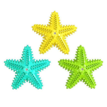 Starfish Voice Dog Toy for Everyday Play and Teeth Cleaning - three colorful textured starfish chew toys for dental care and play