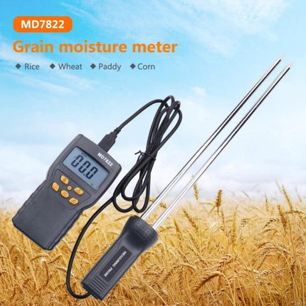 Digital Grain Moisture Tester with Long Probe for Farm Use handheld device with long dual probe in wheat field measuring grain moisture