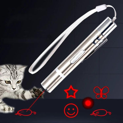 Fun Laser Stick Toy for Cats During Home Play Sessions - compact multi-light laser stick with red laser engaging cat, white flashlight and purple UV features