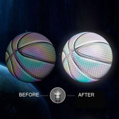 Holographic Reflective Rainbow Star Basketball No. 7 for Night Play