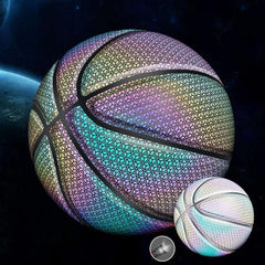 Holographic Reflective Rainbow Star Basketball No. 7 for Night Play