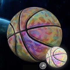 Balón de baloncesto holográfico reflectante con forma de estrella arcoíris n.º 7 para jugar de noche