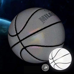 Balón de baloncesto holográfico reflectante con forma de estrella arcoíris n.º 7 para jugar de noche