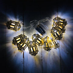 Elegant Ramadan Iron Art LED String Lights for Eid Al-Fitr Celebration