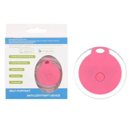 Bluetooth Key Tracker for Keys and Bags with Two-Way Alarm pink circular Bluetooth 4.0 tracker with packaging for keys and bags