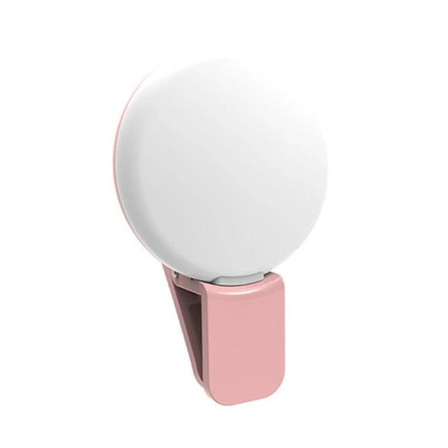 Compact LED Light for Daily Phone Photos and Social Media - pink clip-on LED for brighter selfies and social posts