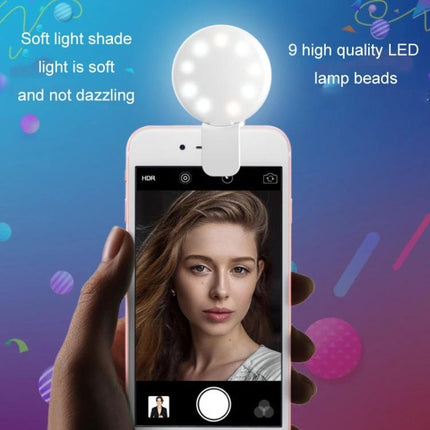 Compact LED Light for Daily Phone Photos and Social Media - clip-on ring light with 9 LEDs for brighter selfies and social posts