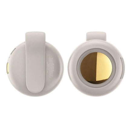 Small Portable Leafless Clip Waist Fan for On-the-Go Cooling clipped beige wearable fan with 360-degree adjustable wind, quiet hands-free cooling
