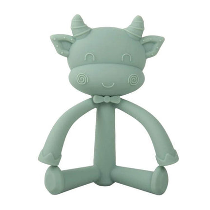 Three-Dimensional Cartoon Silicone Baby Teether for Soothing Gums - mint green cow-shaped silicone teether for babies 3+ months, lightweight 10x8x4.3 cm