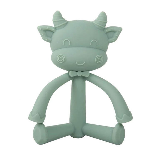 Three-Dimensional Cartoon Silicone Baby Teether for Soothing Gums - mint green cow-shaped silicone teether for babies 3+ months, lightweight 10x8x4.3 cm