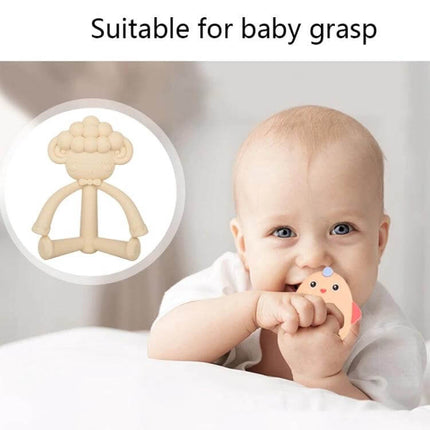 Three-Dimensional Cartoon Silicone Baby Teether for Soothing Gums, beige baby holding lightweight safe silicone teether (10x8x4.3cm)