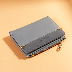 Frosted PU Leather Multi-Card Zipper Wallet for Women - Compact Coin Purse with Buckle Closure