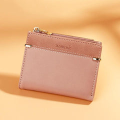 Frosted PU Leather Multi-Card Zipper Wallet for Women - Compact Coin Purse with Buckle Closure