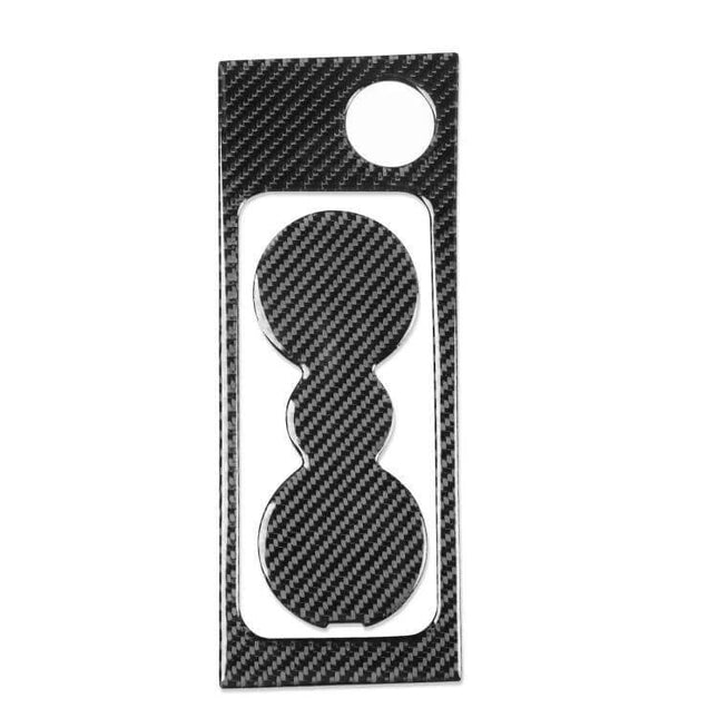 Cup Holder Frame And Cup Mat Sticker For Skoda Octavia Carbon Fiber - real carbon fiber cup holder trim and mat protection
