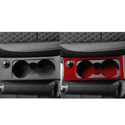 Cup Holder Frame And Cup Mat Sticker For Skoda Octavia Carbon Fiber red carbon fiber cup holder trim showing before and after installation