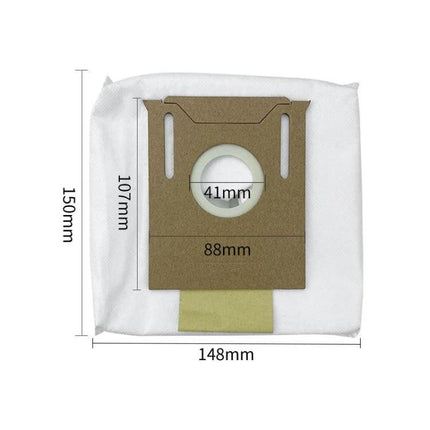Ecovacs 3-Pack Non-Woven Dust Bags for T8 and T8AIVI MAX replacement dust bag with cardboard collar showing 41mm inlet and dimensions