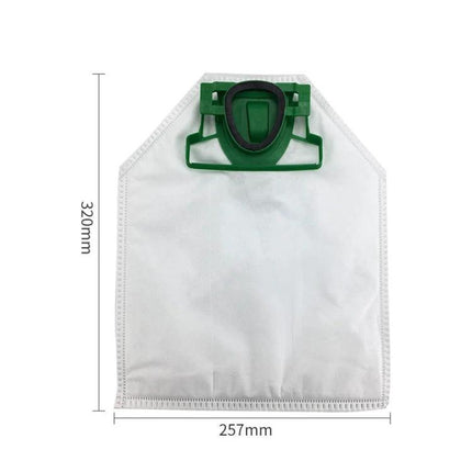 Vorwerk Vacuum Cleaner Replacement Bags and Filters Set - white non-woven dust bag with green plastic collar, 320mm x 257mm for VK2002