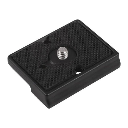 Quick Release Plates for Attaching Cameras to Manfrotto Tripods black aluminum quick-release camera plate with 1/4" screw
