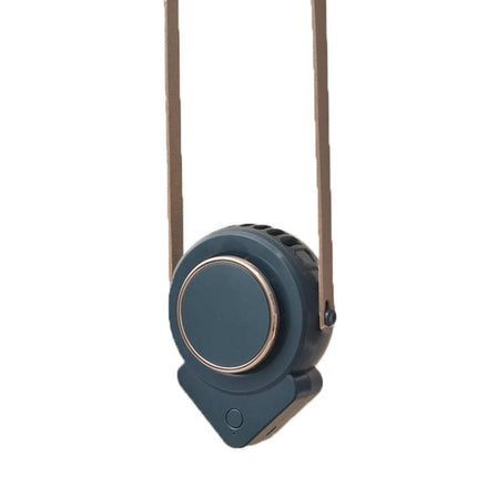 Compact USB-Powered Hanging Neck Fan for Outdoor Activities - portable blue neck fan with adjustable strap and USB power
