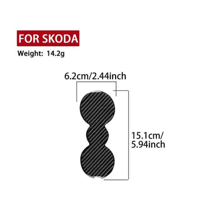 Cup Holder Mat Sticker For Skoda Octavia LHD Or RHD Keeps Cup Holders Clean - carbon fiber three-piece cup holder mat, 6.2x15.1cm, self-adhesive, fits Skoda