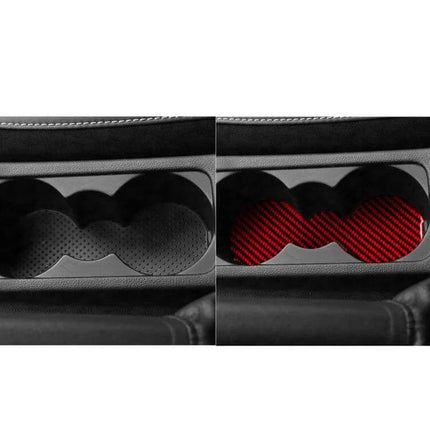 Cup Holder Mat Sticker For Skoda Octavia LHD Or RHD Keeps Cup Holders Clean - carbon fiber red cup holder liners showing before and after