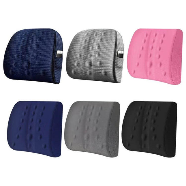Lumbar Cushion For Office And Car Memory Foam Back Support in multiple colors shown for office chairs and car seats