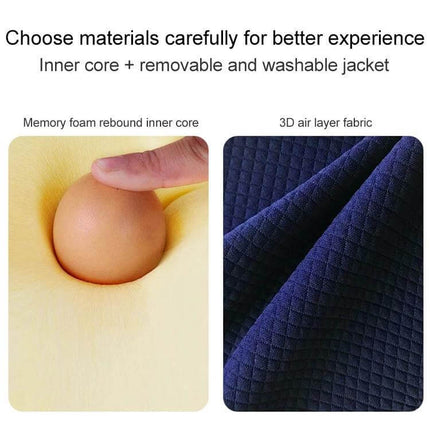 Lumbar Cushion For Office And Car Memory Foam Back Support showing memory foam core and removable washable 3D air layer fabric jacket