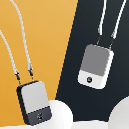 Portable Hanging Neck Fan For Hands Free Cooling White
