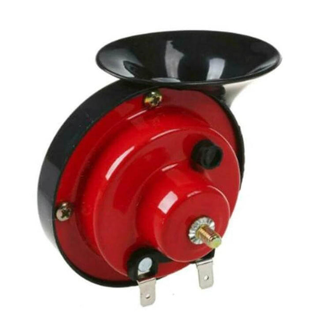 110dB 12V Snail Speaker Pair for Motorcycle and Car Waterproof 30W – red waterproof 30W horn, plastic copper build, compact 9x9cm, 12V, 110db