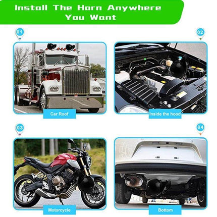110dB 12V Snail Speaker Pair for Motorcycle and Car Waterproof 30W installed on car roof, inside hood, motorcycle and vehicle underside, waterproof horn