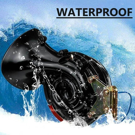 110dB 12V Snail Speaker Pair for Motorcycle and Car Waterproof 30W — waterproof black 30W snail horn speaker, 110dB, 12V, durable plastic and copper, easy install