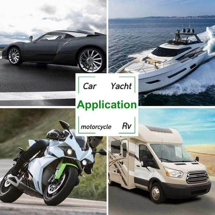 110dB 12V Snail Speaker Pair for Motorcycle and Car Waterproof 30W installed on car, yacht, motorcycle and RV showing waterproof versatile application