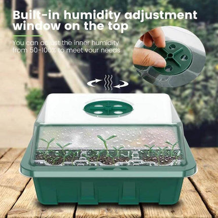 11 Piece Seedling Cultivation Tools Set for Home Gardening with built-in humidity adjustment window and compact breathable nursery box