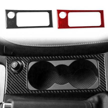 Cup Holder Trim Sticker for 2017-2021 Skoda Octavia Left or Right Hand Drive - real carbon fiber cup holder trim, black and red options