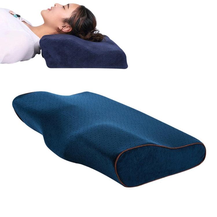 Ergonomic Butterfly-Shaped Cervical Support Pillow for Enhanced Sleep and Pain Relief Velvet Blue 50x30x10x6cm